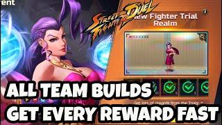 CLEAR BANQUET ROSE TRIAL REALM Team builds to get all rewards Street Fighter Duel