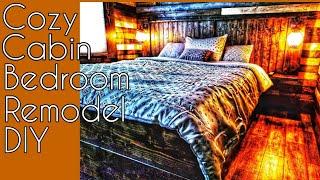 Cozy Cabin Bedroom Remodel Wood Pannel Full DIY $500