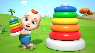 Color Song! | Playing With Stacking Rings | Lolo Nursery Rhymes & Baby Songs