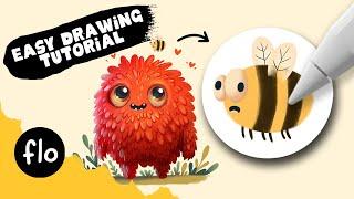 Draw a Silly Bee in PROCREATE - Super Easy Drawing Tutorial