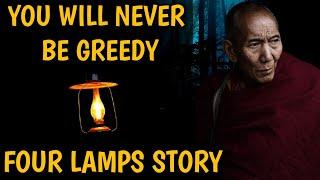 You will never be greedy after this | Four lamp story | Motivational story | Buddhist story |