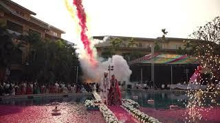 A truly surreal Jaimala ceremony in our signature lake swimming pool !