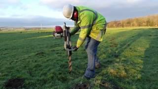 Petrol Post Driver in Action - 75mm Spirafix Ground Anchor