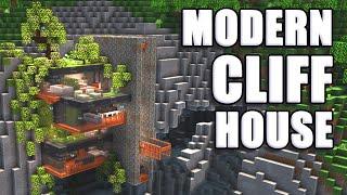 MINECRAFT - Ultimate CLIFF HOUSE Tutorial - How to build a Modern Minecraft Mountain House