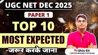 Top 10 Most Expected | Paper -1 | UGC NET De 2025 | Apni University | By Shiv Sir