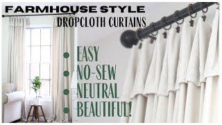 Bleached Dropcloth Curtains ~ No Sew Curtains ~ Farmhouse Style Curtains ~ DIY Window Treatments