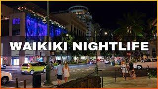 Waikiki Nightlife | Kalakaua Ave | Waikiki Beach | Beautiful Lights, Palm Trees, Fun Street Shows 